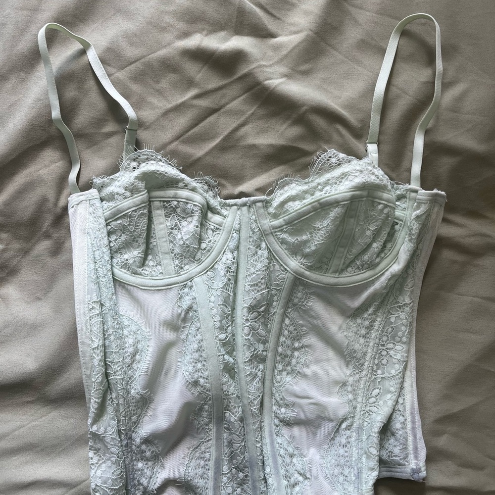 Urban Outfitters Lace Bustier Tank in White
